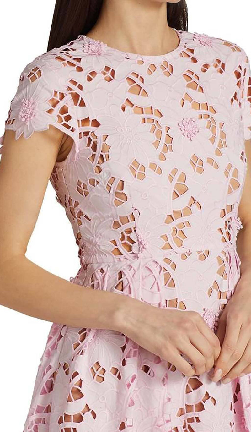 FLORAL LACE EMBROIDERED MIDI DRESS IN PINK-Fashionslee