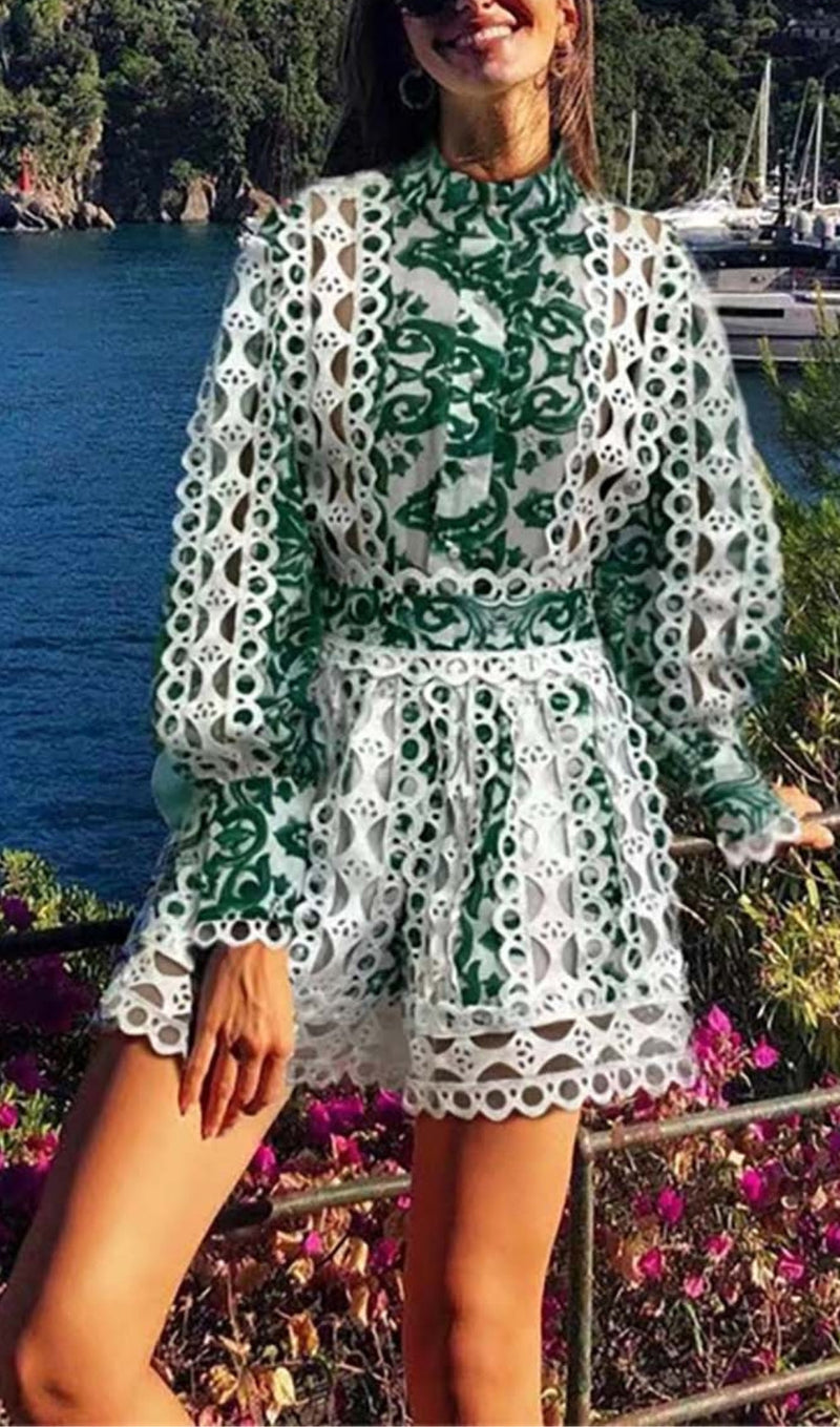 FLORAL PRINTED LONG SLEEVE TWO-PIECE SUIT-Fashionslee