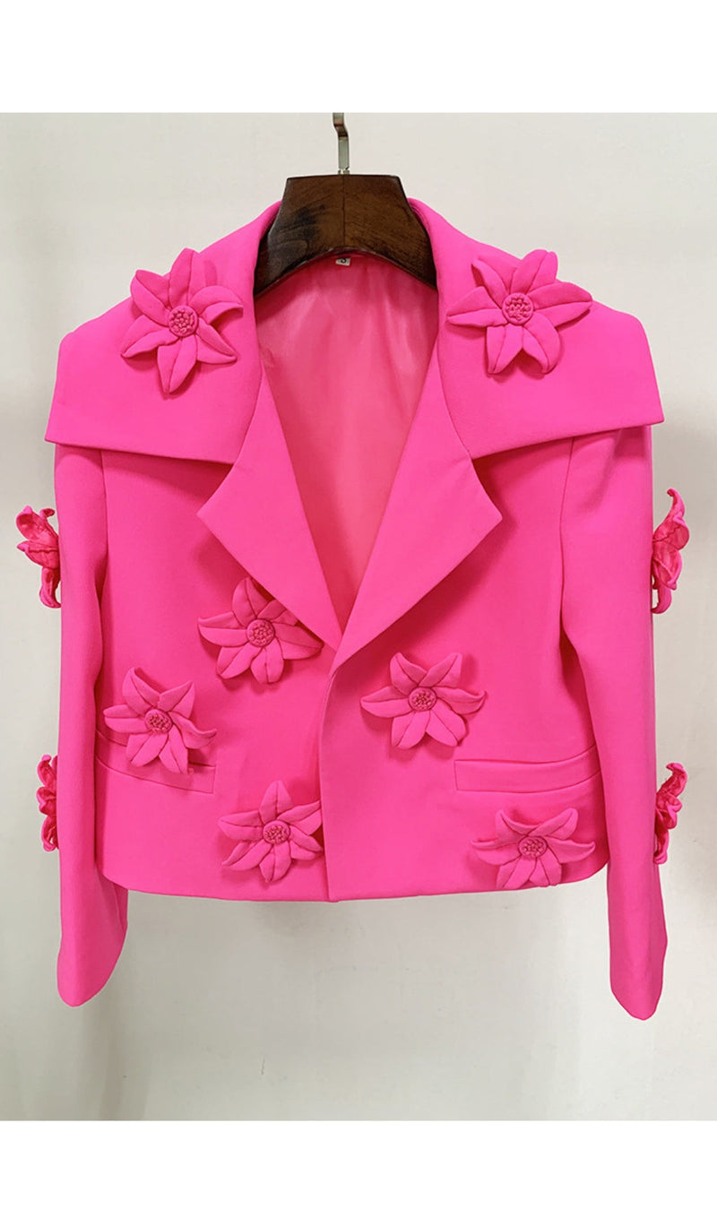 FLORAL TWO-PIECE JACKET DRESS IN PINK-Fashionslee