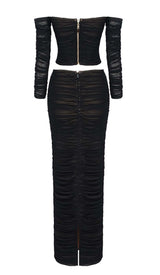 HEART EMBELLISHED TWO PIECE SET IN BLACK-Fashionslee