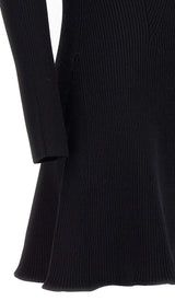 KNIT DIAMANTE MINI DRESS IN BLACK-Fashionslee
