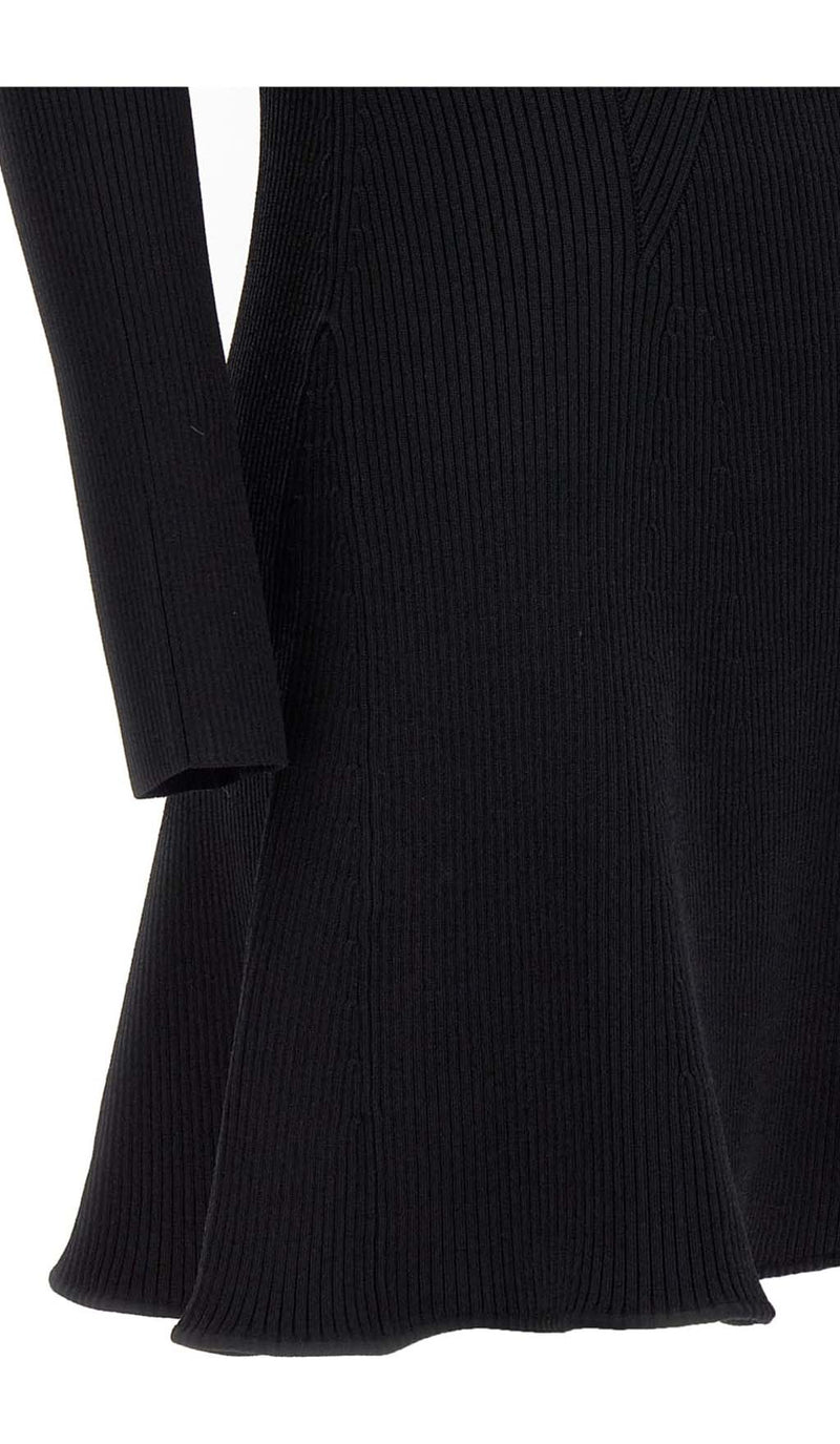 KNIT DIAMANTE MINI DRESS IN BLACK-Fashionslee