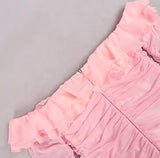 STRAPLESS RUCHED MINI DRESS IN PINK-Fashionslee