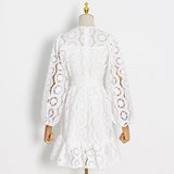 LANTERN SLEEVE MINI DRESS IN WHITE-Fashionslee