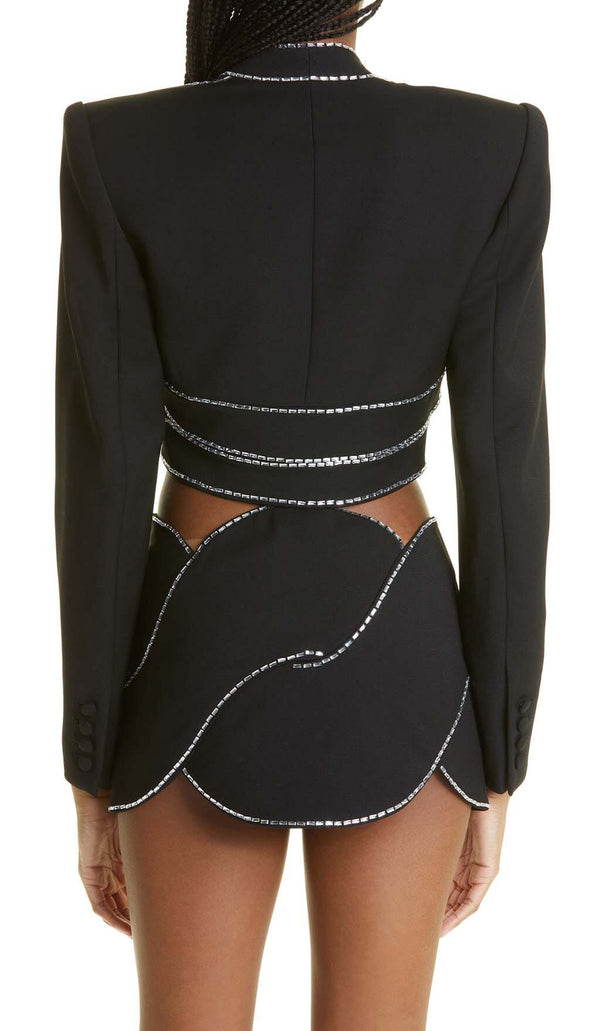 LATTICED EMBELLISHED ROPE TWO PIECES IN BLACK-Fashionslee