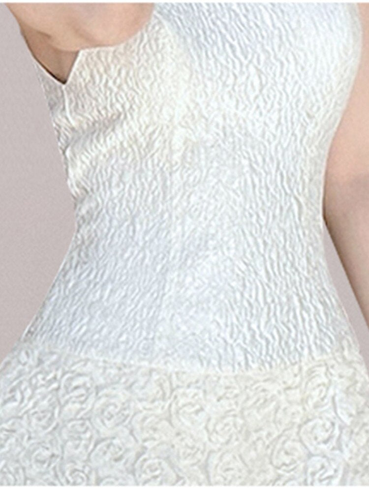 Summer Sleeveless Ruffle Collar Jacquard Mini Dress-Fashionslee