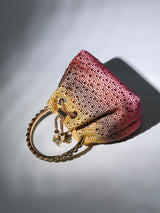 CRYSTAL EMBELLISHED BUCKET BAG IN OMBRE-Fashionslee
