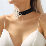 EXAGGERATED PEARL FLORAL CHOKER-Fashionslee