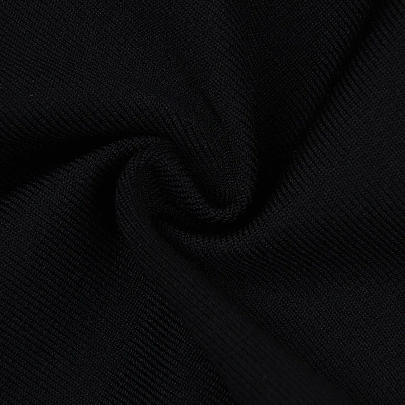 BLACK V NECK SPAGHETTI BANDAGE MIDI DRESS-Fashionslee