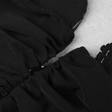BLACK STRAPLESS RUCHED MINI DRESS-Fashionslee