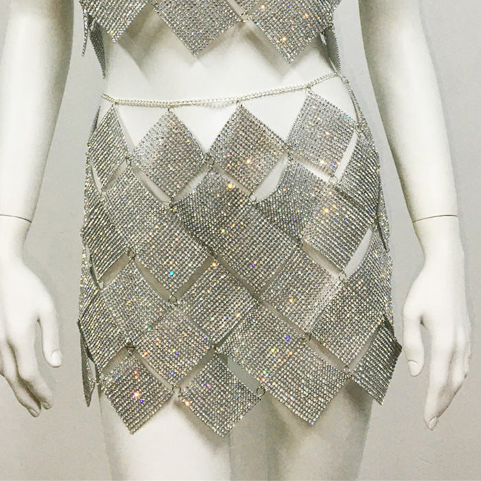 DIAMOND CHAINMAIL SET IN SILVER-Fashionslee