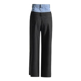 PATCHWORK STRAIGHT PANTS-Fashionslee