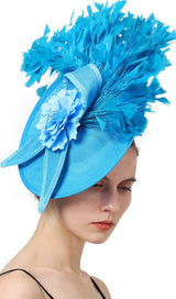 BLUE ELEGANT FEATHER FASCINATORS-Fashionslee