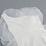 ONE SHOULDER FLOWER MINI DRESS IN WHITE-Fashionslee