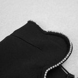 BLACK OFF SHOULDER DEEP V BANDAGE MAXI DRESS-Fashionslee