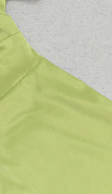 ONE SHOULDER SATIN SLIT MAXI DRESS IN GREEN-Fashionslee