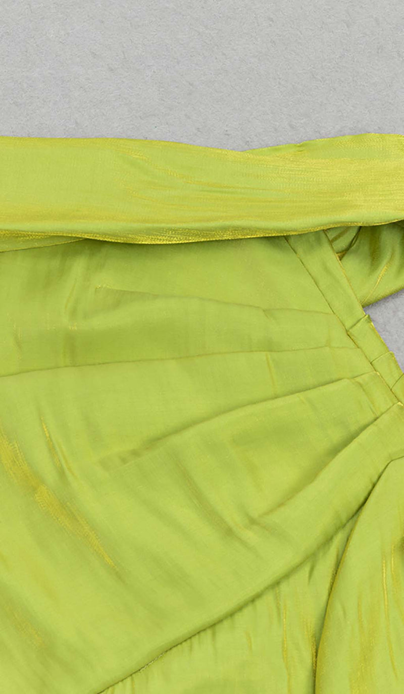ONE SHOULDER SIDE ASYMMETRICAL MAXI DRESS IN GREEN-Fashionslee