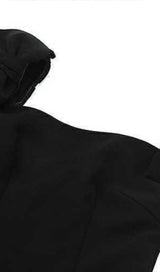 PATCHWORK BOW-EMBELLISHED MIDI DRESS IN BLACK-Fashionslee