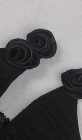 PLUNGING HALTER NECKLINE MAXI DRESS IN BLACK-Fashionslee