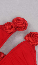 PLUNGING HALTER NECKLINE MINI DRESS IN RED-Fashionslee