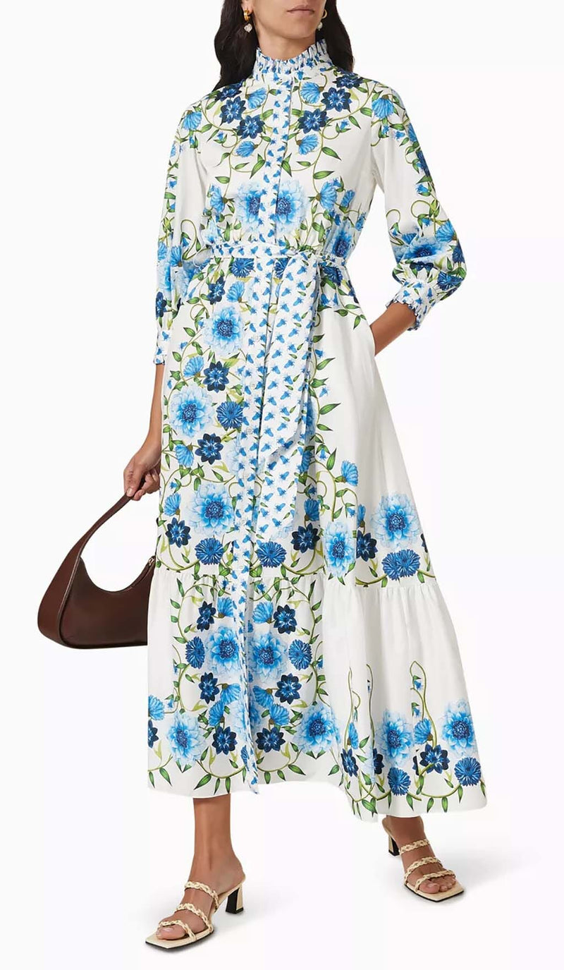 RETRO-INSPIRED TIERED MAXI DRESS IN BLUE-Fashionslee