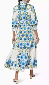 RETRO-INSPIRED TIERED MAXI DRESS IN BLUE-Fashionslee