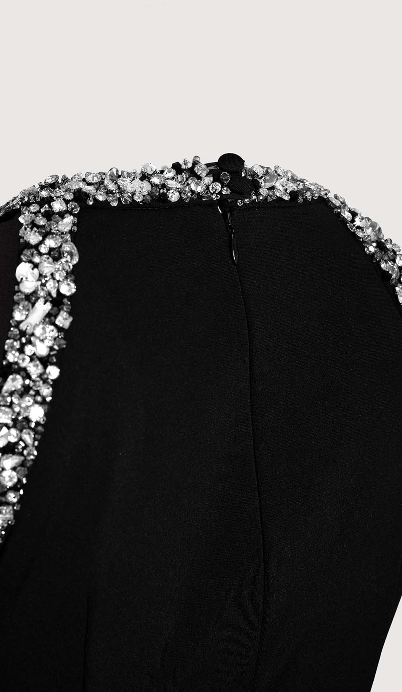 RHINESTONE EMBELLISHED SUNDRESS IN BLACK-Fashionslee