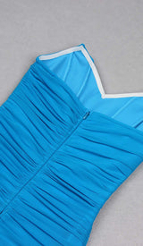 RUCHED BANDEAU MIDI DRESS IN BLUE-Fashionslee