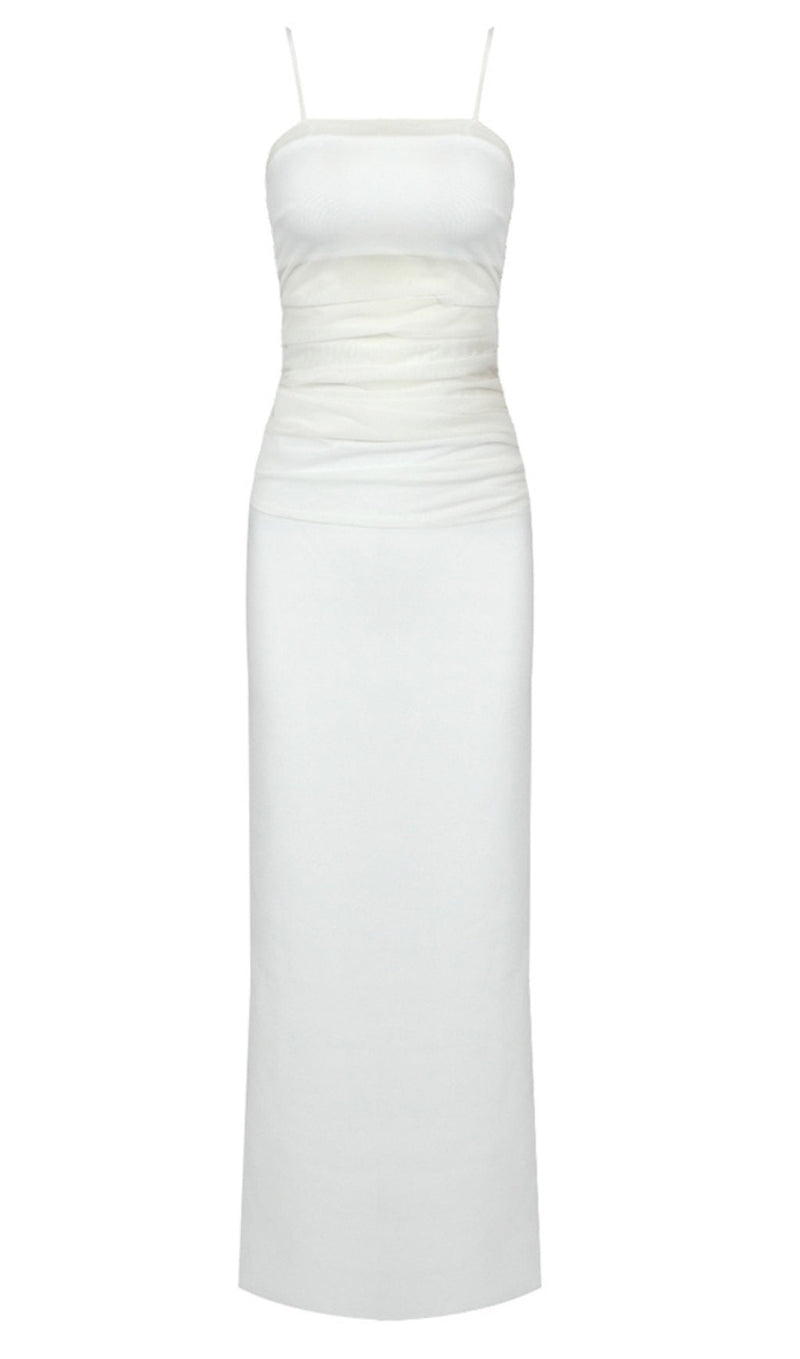STRAPPY MESH MAXI DRESS IN WHITE-Fashionslee