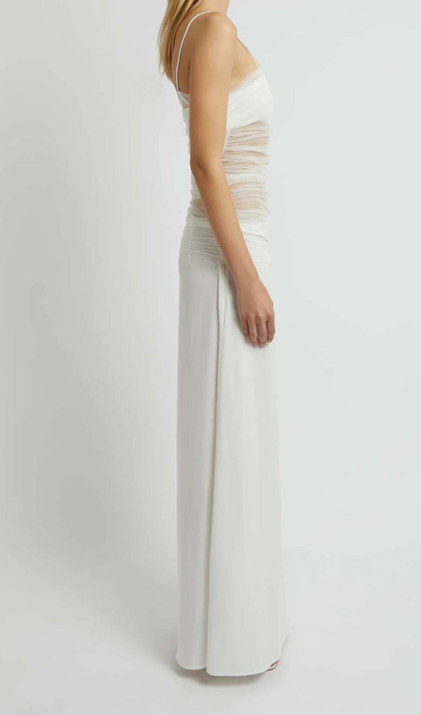 STRAPPY MESH MAXI DRESS IN WHITE-Fashionslee