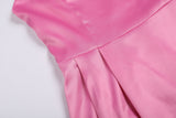 STRAPLESS HALTER SATIN MINI DRESS IN PINK-Fashionslee