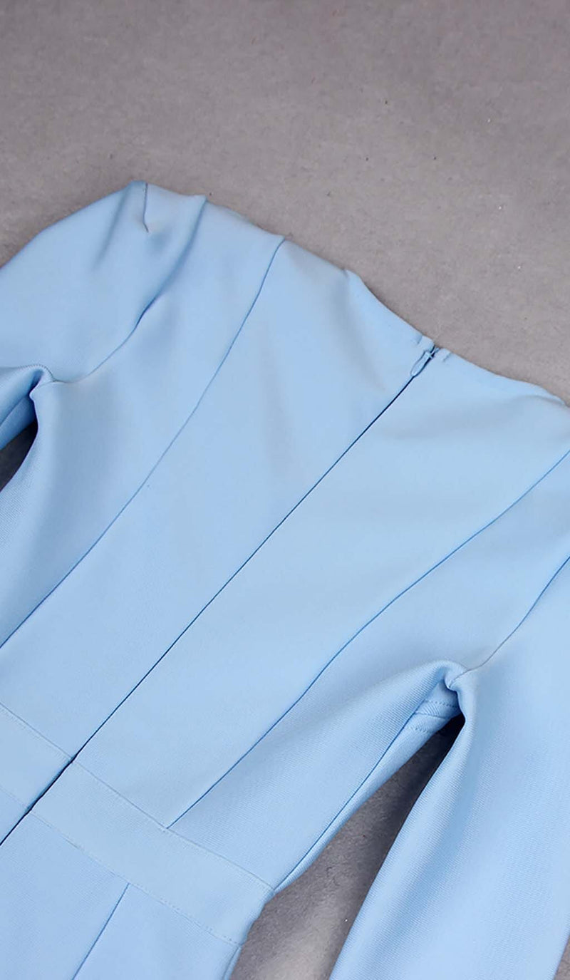 SQUARE SHOULDER CORSET MIDI DRESS IN BLUE-Fashionslee