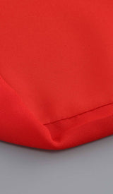 STRAPLESS RUFFLE SLIT MIDI DRESS IN RED-Fashionslee