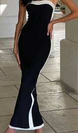 STRAPLESS SLIT MAXI BANDAGE DRESS-Fashionslee