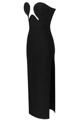 THEODORA BLACK MAXI BANDAGE DRESS-Fashionslee
