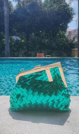 QUILTED CHAIN BAG IN GREEN-Fashionslee