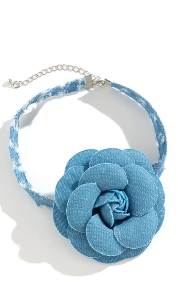 BLUE FLOWER CHOKER-Fashionslee