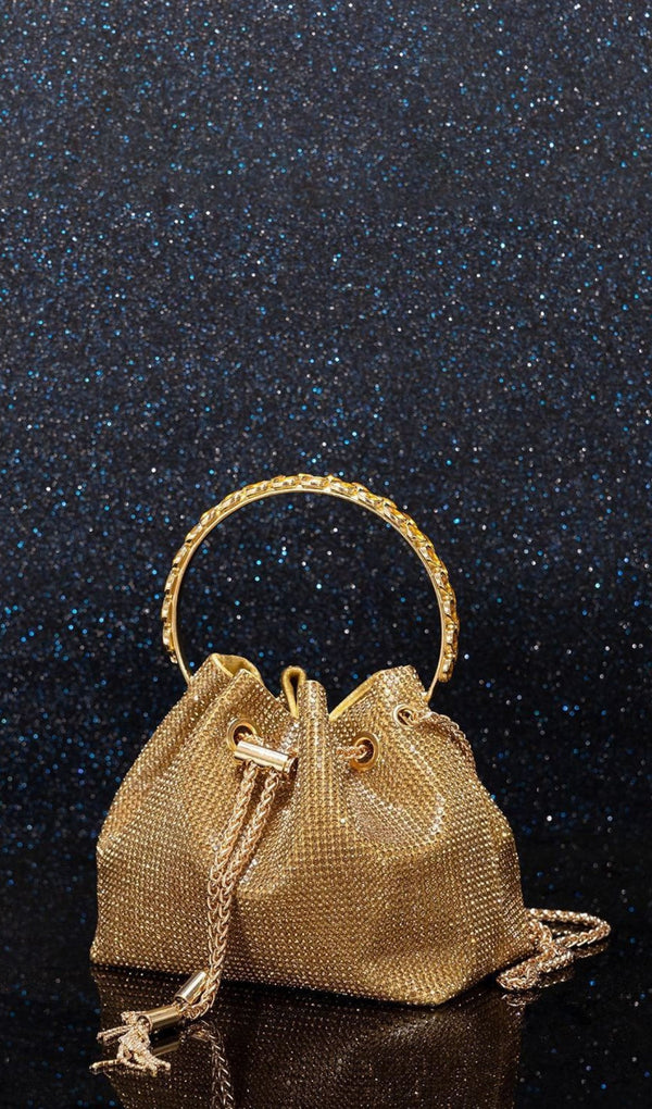 CRYSTAL EMBELLISHED BAG IN GOLD-Fashionslee
