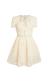 LACE BOW MINI DRESS IN WHITE-Fashionslee