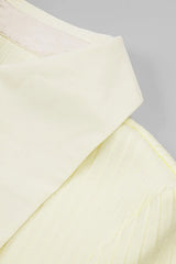 YELLOW LONG SLEEVE STAND COLLAR FEATHER MAXI DRESS-Fashionslee
