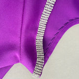 BANDAGE TWO PIECE DIAMOND ENCRUSTED RUFFLE SEXY MINI DRESS IN PURPLE-Fashionslee