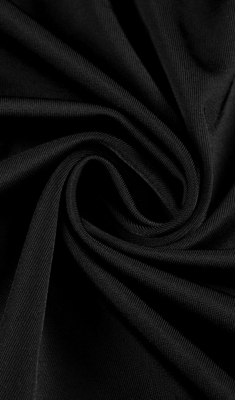COPPER SPANDEX STITCHING SPLIT MAXI DRESS IN BLACK-Fashionslee