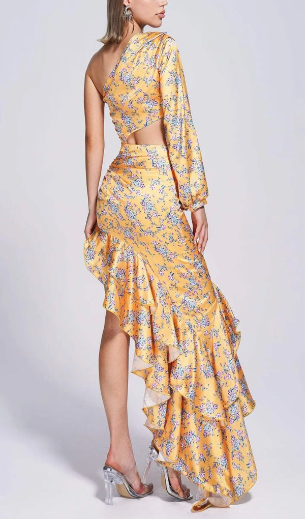 CASSIDY ONE SHOULDER FLORAL MAXI DRESS-Fashionslee